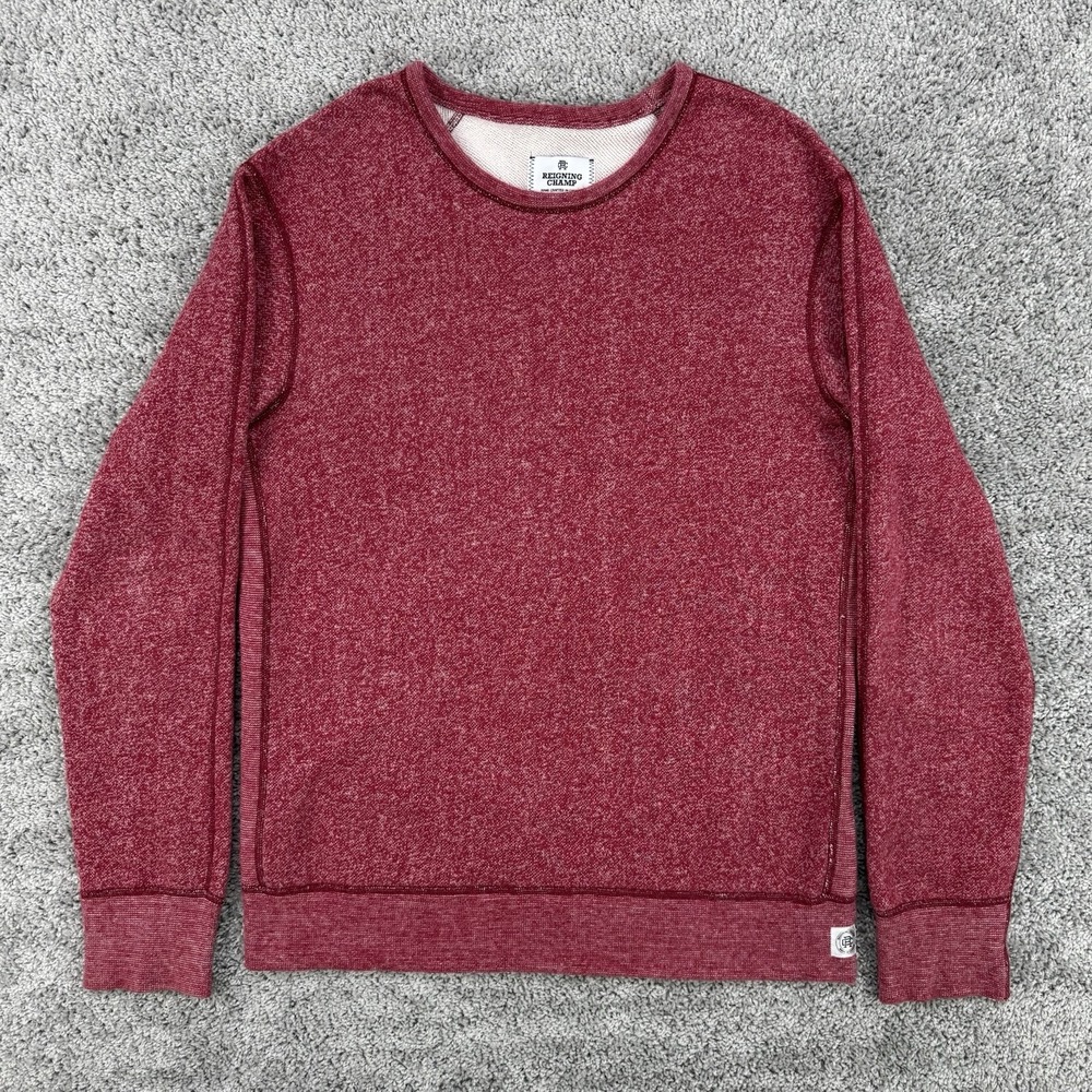 Reigning Champ Sweatshirt Men's M Marled Red Midweight Crewneck Preppy